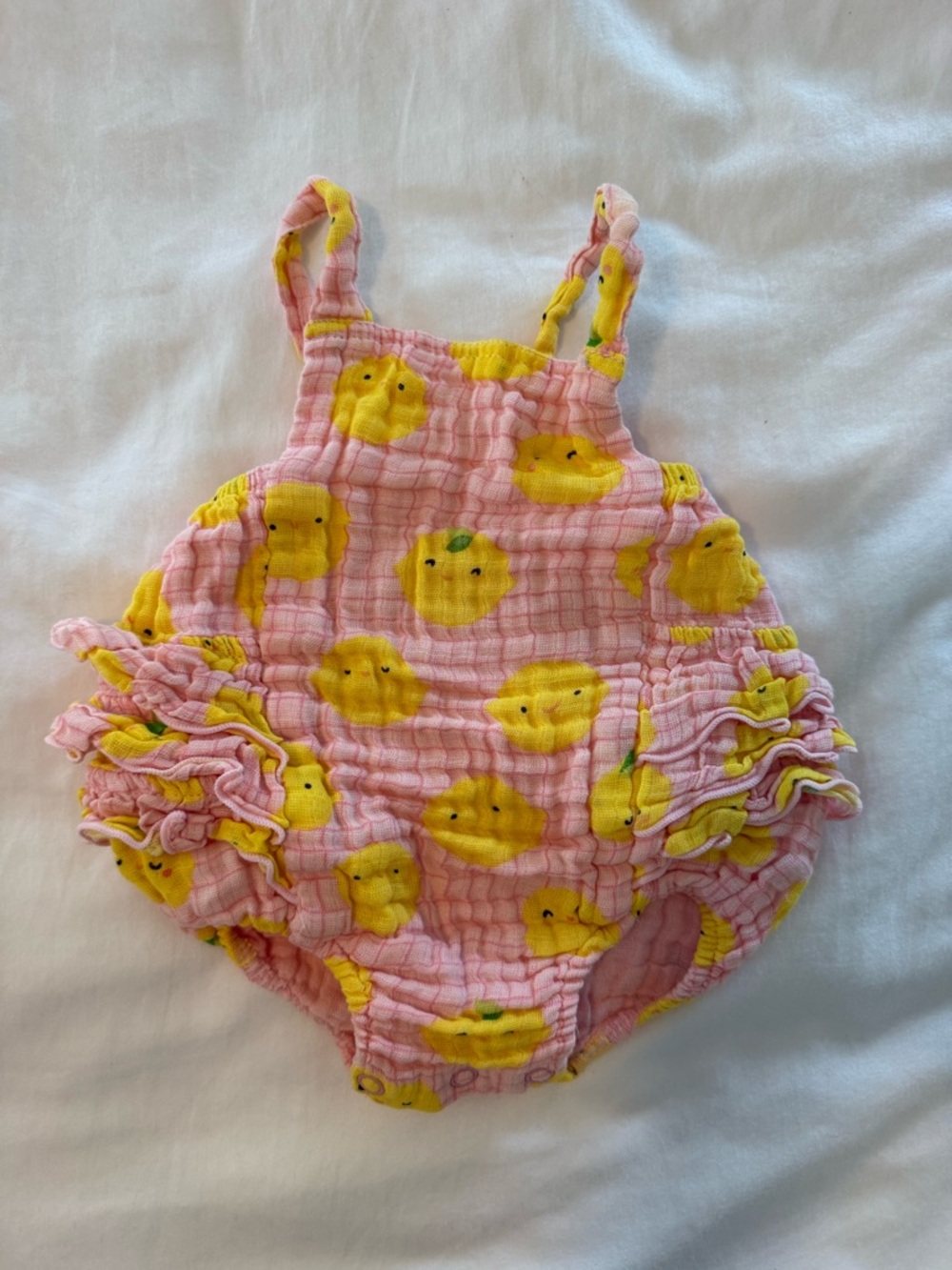 Angel Dear Baby Girl Summer Lemon Romper Bubble- Size 3-6 Months